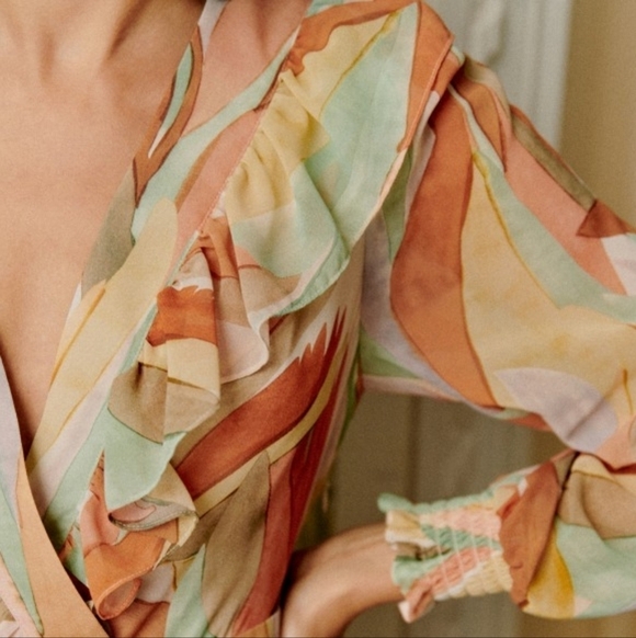 Sezane Andreanne Dress in Leaves size 42 - Picture 4 of 13